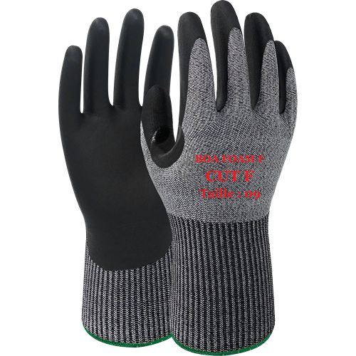GUYARD BOA FOAM FULL F Black, Grey High Density Polyethylene Glove, Size 8, Nitrile Foam Coating