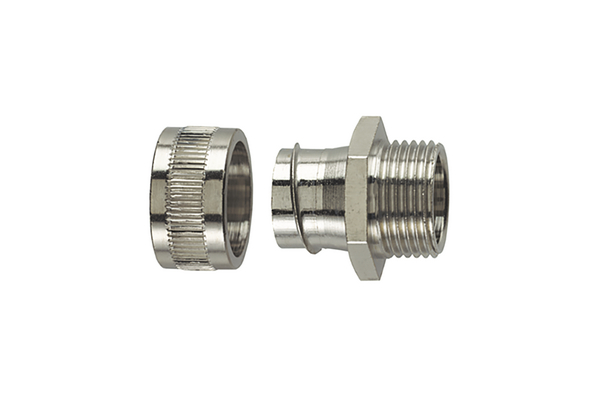 HellermannTyton Fixed External Thread Fitting, Conduit Fitting, 40mm Nominal Size, PG36, Nickel Plated Brass, Metal