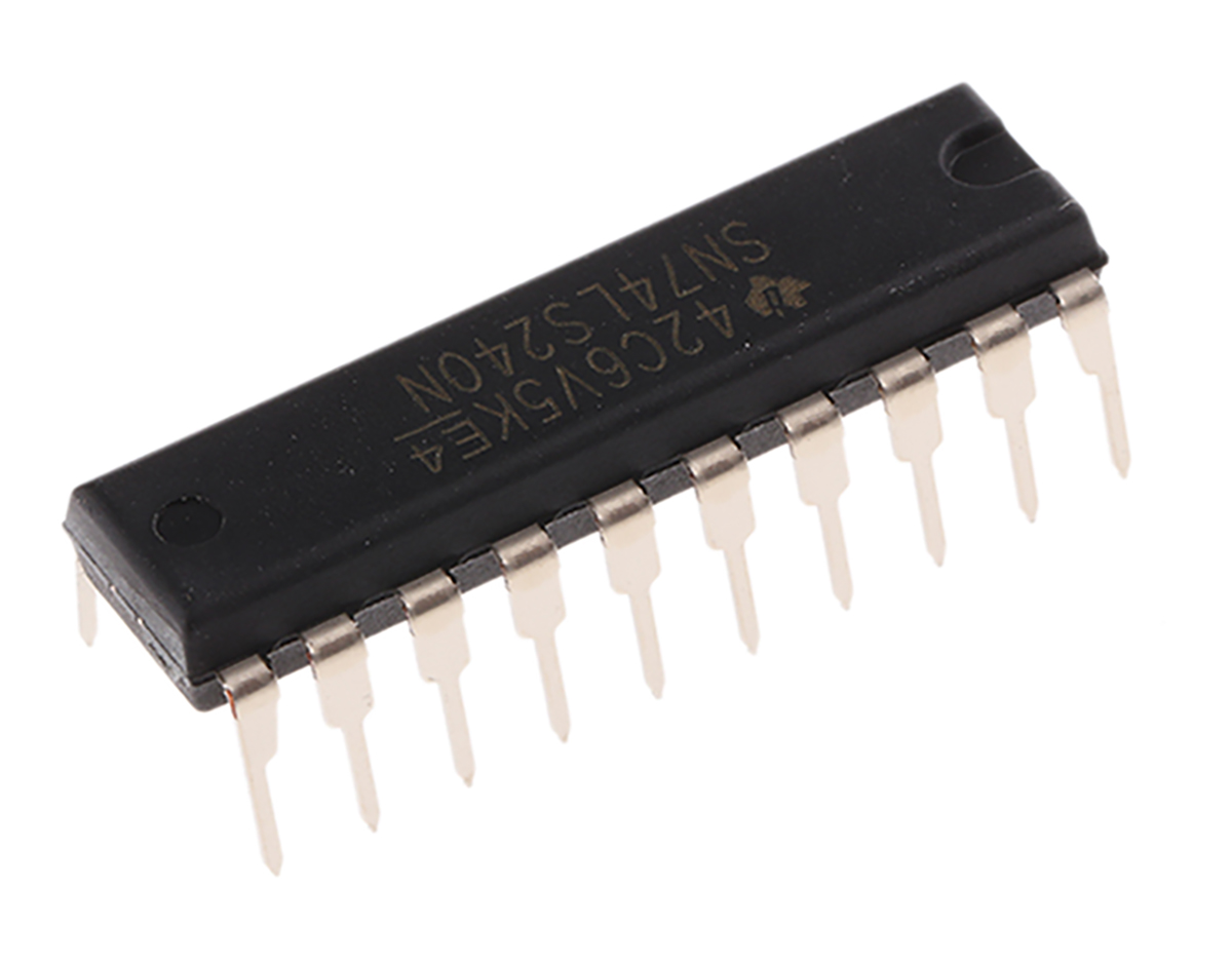 Texas Instruments SN74LS240N Octal-Channel Buffer & Line Driver, 3-State, Inverting, 20-Pin PDIP
