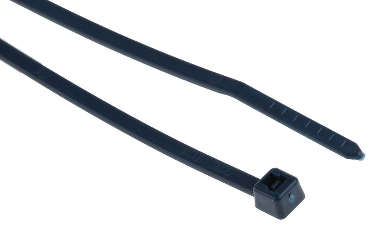 HellermannTyton Cable Tie, 100mm x 2.5 mm, Blue Metal Detectable, Pk-100