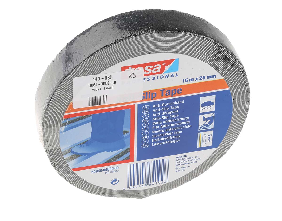 Tesa 60950 Black PVC Film 15m Adhesive Anti-slip Tape, 0.81mm Thickness