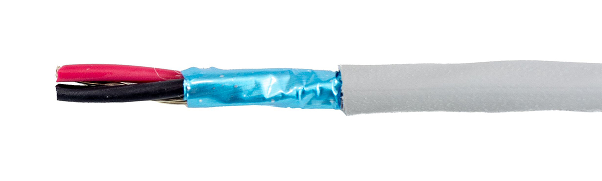Alpha Wire Ecogen Ecocable Mini Control Cable, 2 Cores, 0.24 mm² 24 AWG, Screened, 30 m, Grey Modified Polyphenylene