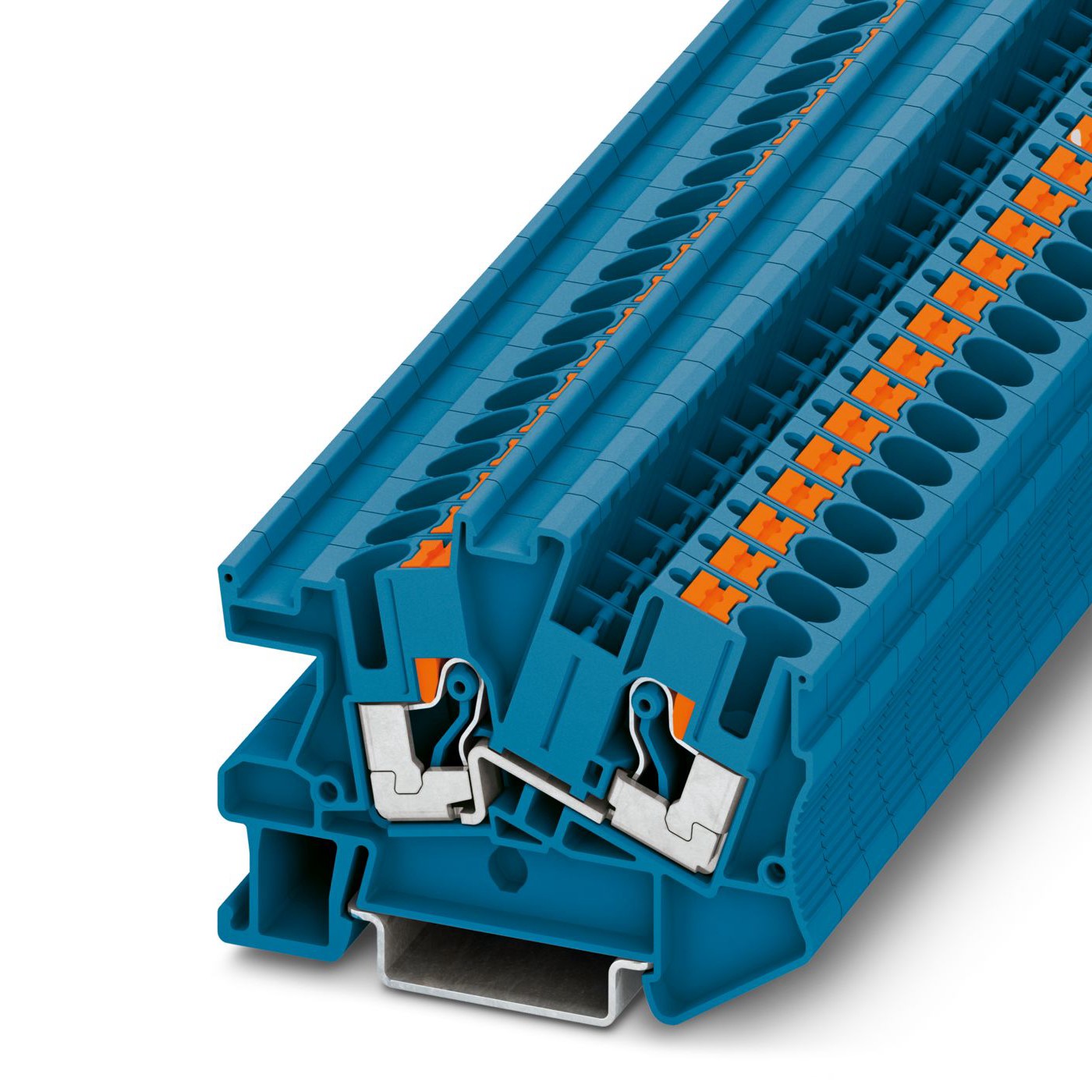 Phoenix Contact PTI Series PTI 6 BU Non-Fused Terminal Block, 2-Way, 51A, 20 → 8 AWG Wire, Push In Termination