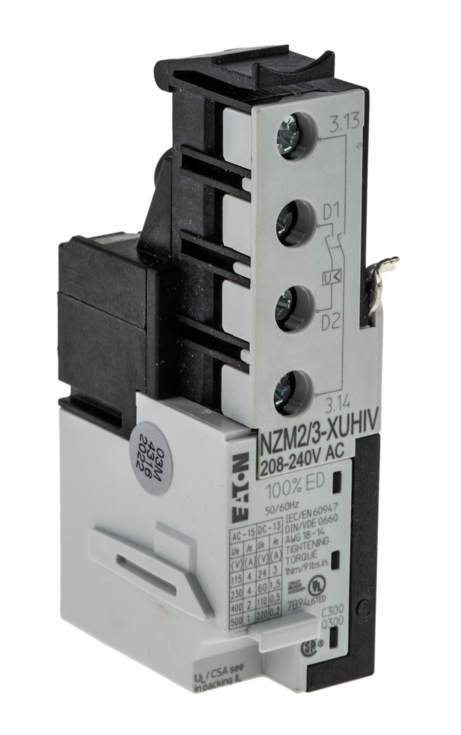 Eaton 208 → 240V ac Undervoltage Release Circuit Trip for use with N(S)2(-4) Series, N(S)3(-4) Series, NZM2(-4)