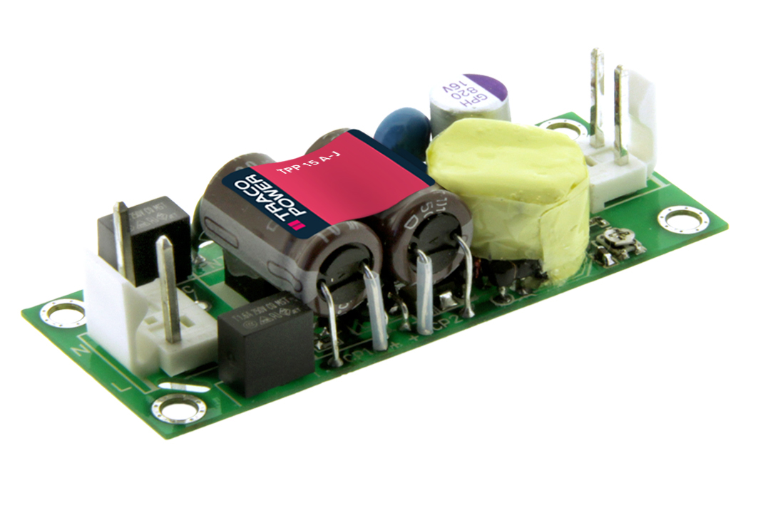 TRACOPOWER AC-DC Power Supply, TPP 15-112A-J, 12V dc, 1.25A, 15W, 1 Output, 120 → 370 V dc, 85 → 264 V ac