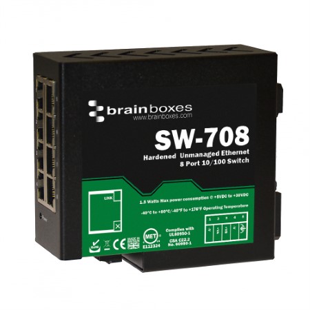 Brainboxes Unmanaged 8 Port Ethernet Switch