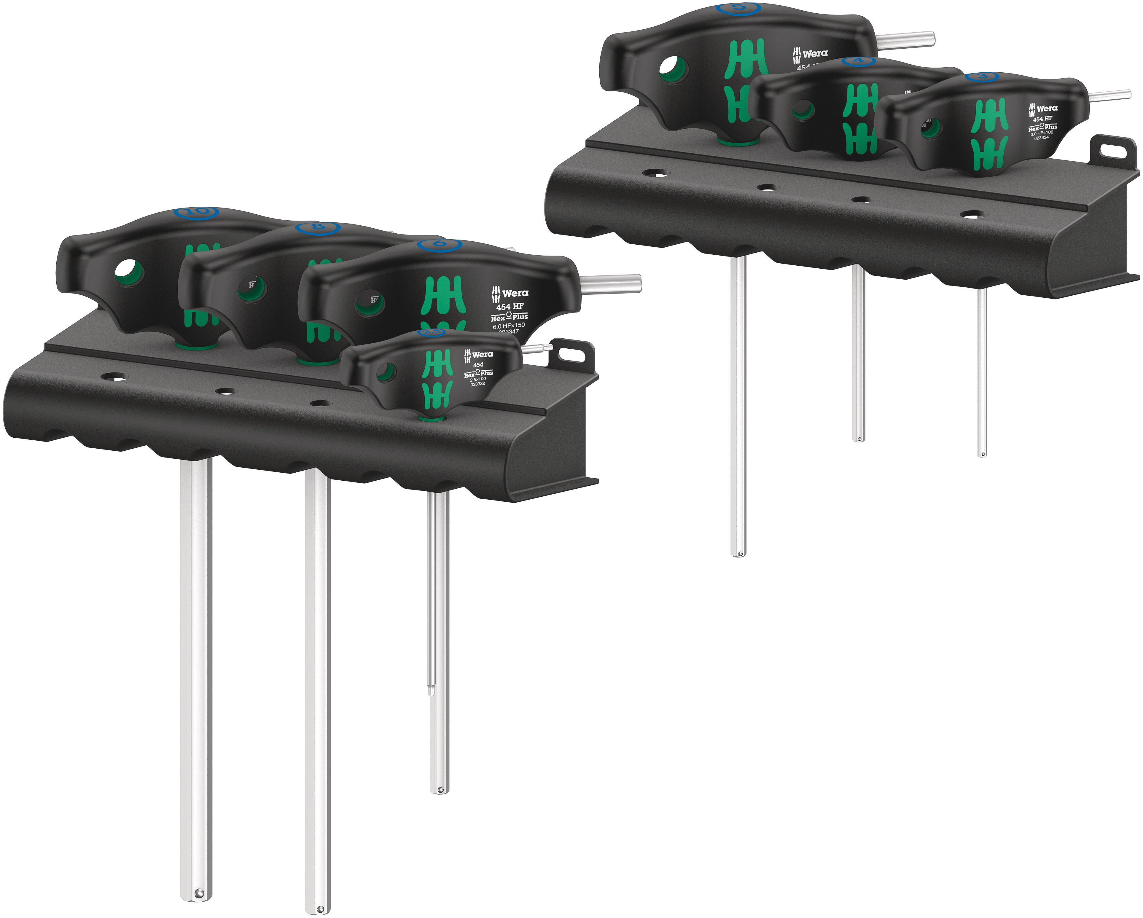 Wera 7 piece T Shape Metric Hex Key Set, 1 x 2.5x100 mm, 1 x 3x100 mm, 1 x 4x100 mm, 1 x 5x150 mm, 1 x 6x150 mm, 1 x