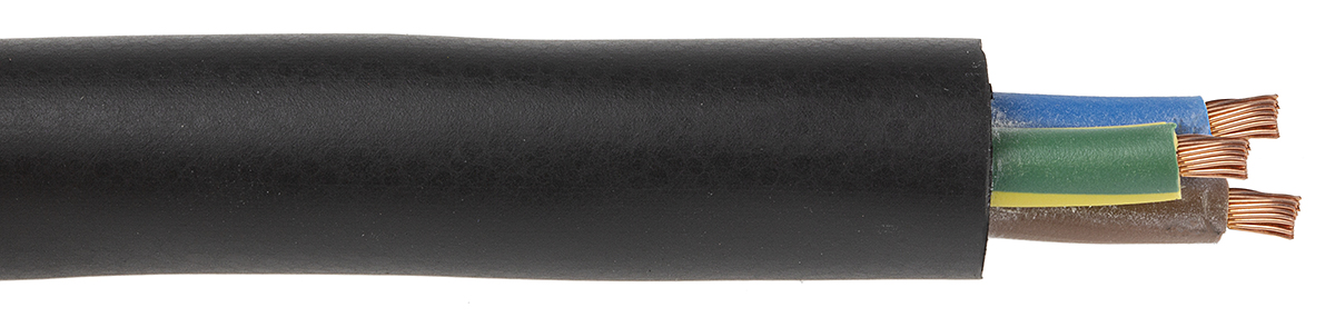 Lapp 2.5 mm² 3 Core Power Cable, H07RN-F, Black Rubber, 50m