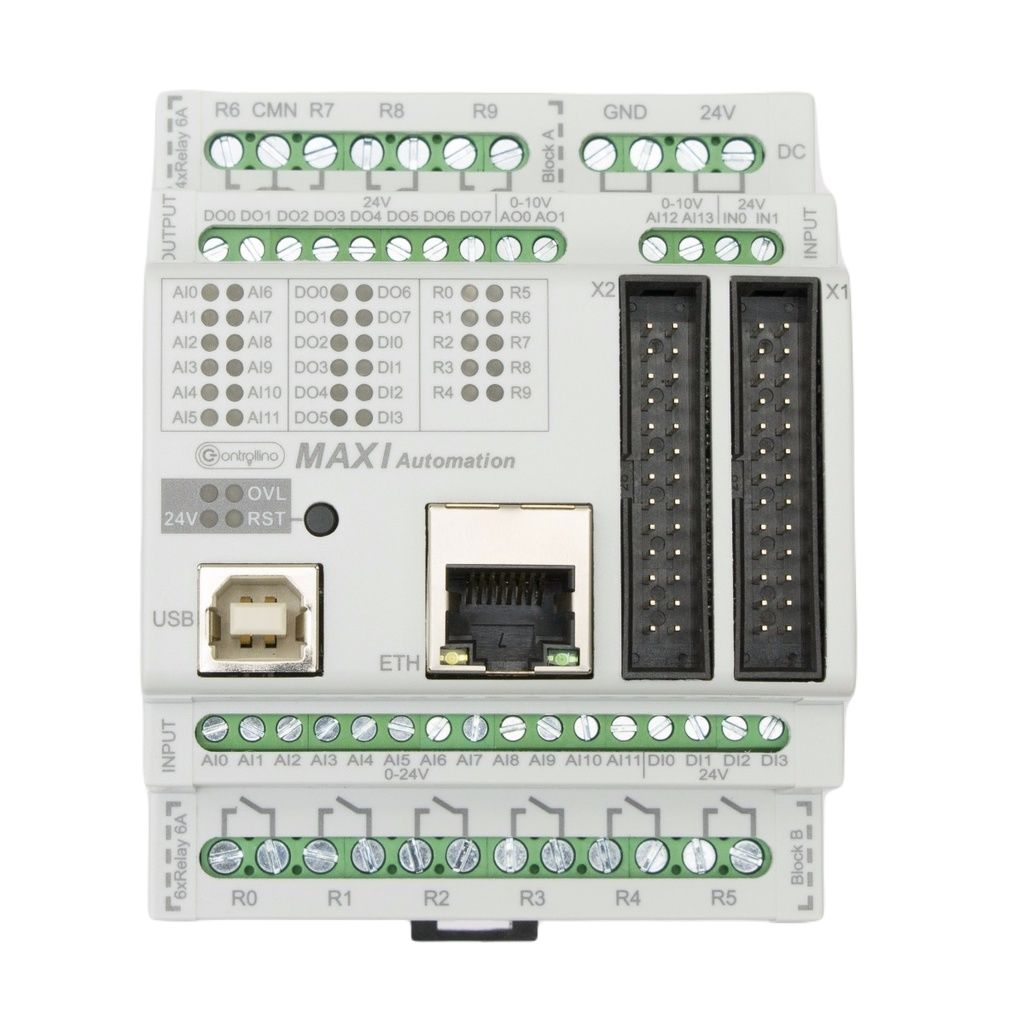 Controllino Controllino MAXI Automation Series Controller for Use with Top Hat Rail, 24 V dc Supply, Relay Output,