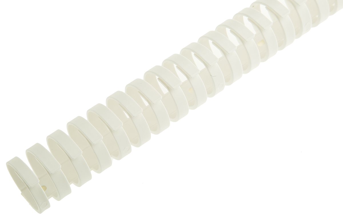 HellermannTyton HelaDuct Flex30SK White Slotted Flexible Panel Trunking - Flexible Slot, W34 mm x D36mm, L0.5m,