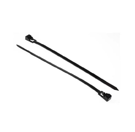 RS PRO Cable Tie, Releasable, 250mm x 4.5 mm, Black Nylon, Pk-250