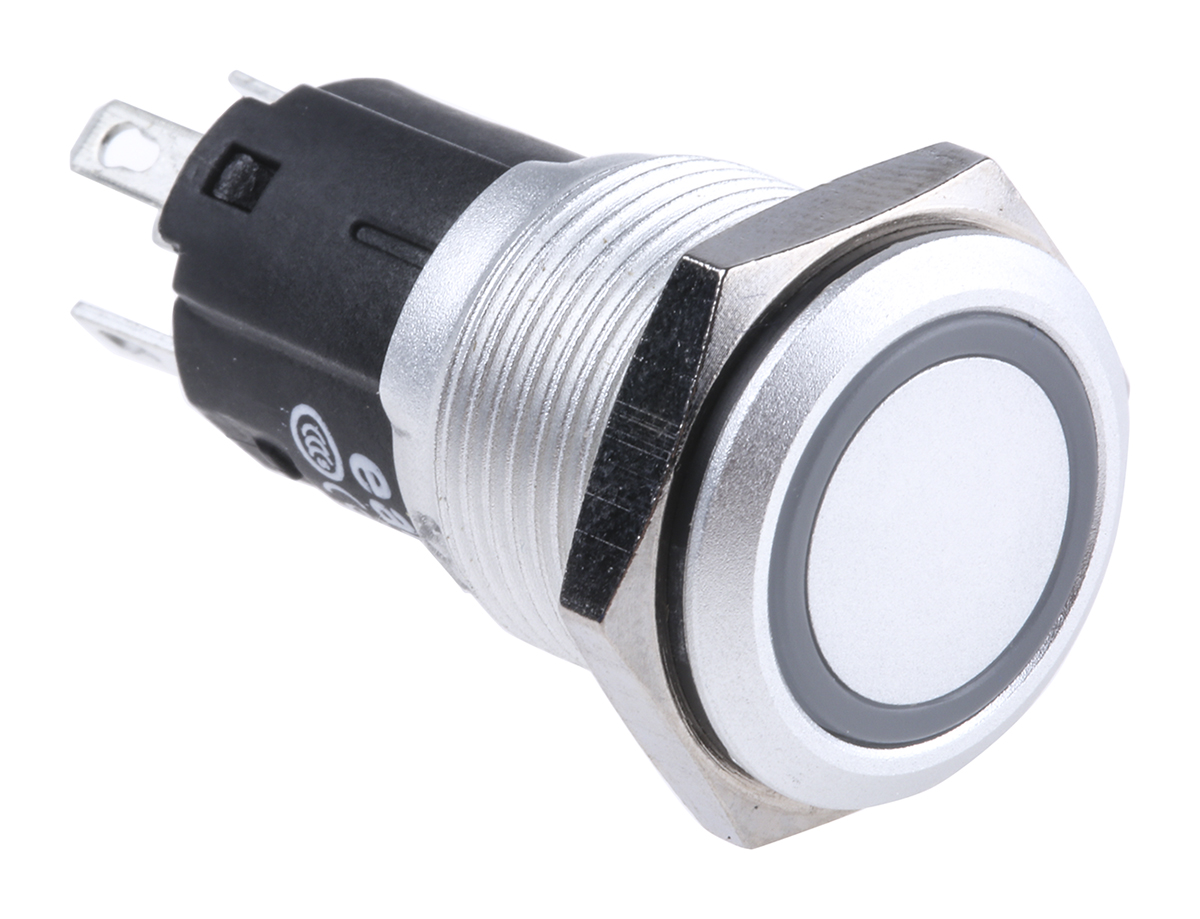 EAO 82 Series Illuminated Push Button Switch, Momentary, Panel Mount, 16mm Cutout, SPDT, Green LED, 12V, IP65, IP67