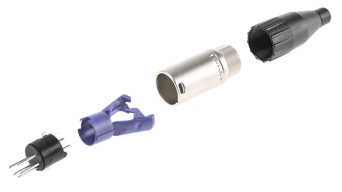 Amphenol Industrial Cable Mount XLR Connector, Male, 133 V ac, 5 Way, Silver Plating