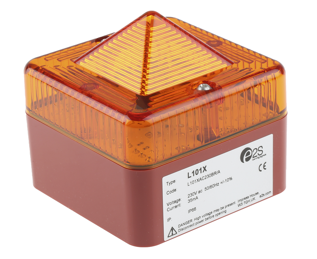 e2s L101X Series Amber Flashing Beacon, 230 V ac, Surface Mount, Xenon Bulb, IP66