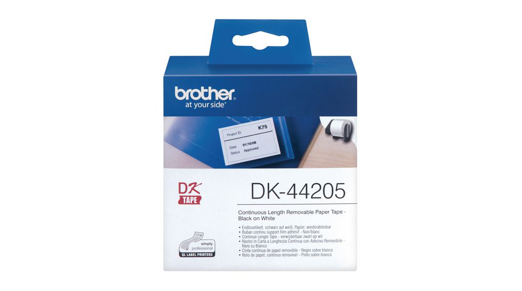 Brother DK Black on White Label, 30.48 mm Length, 62 mm Width