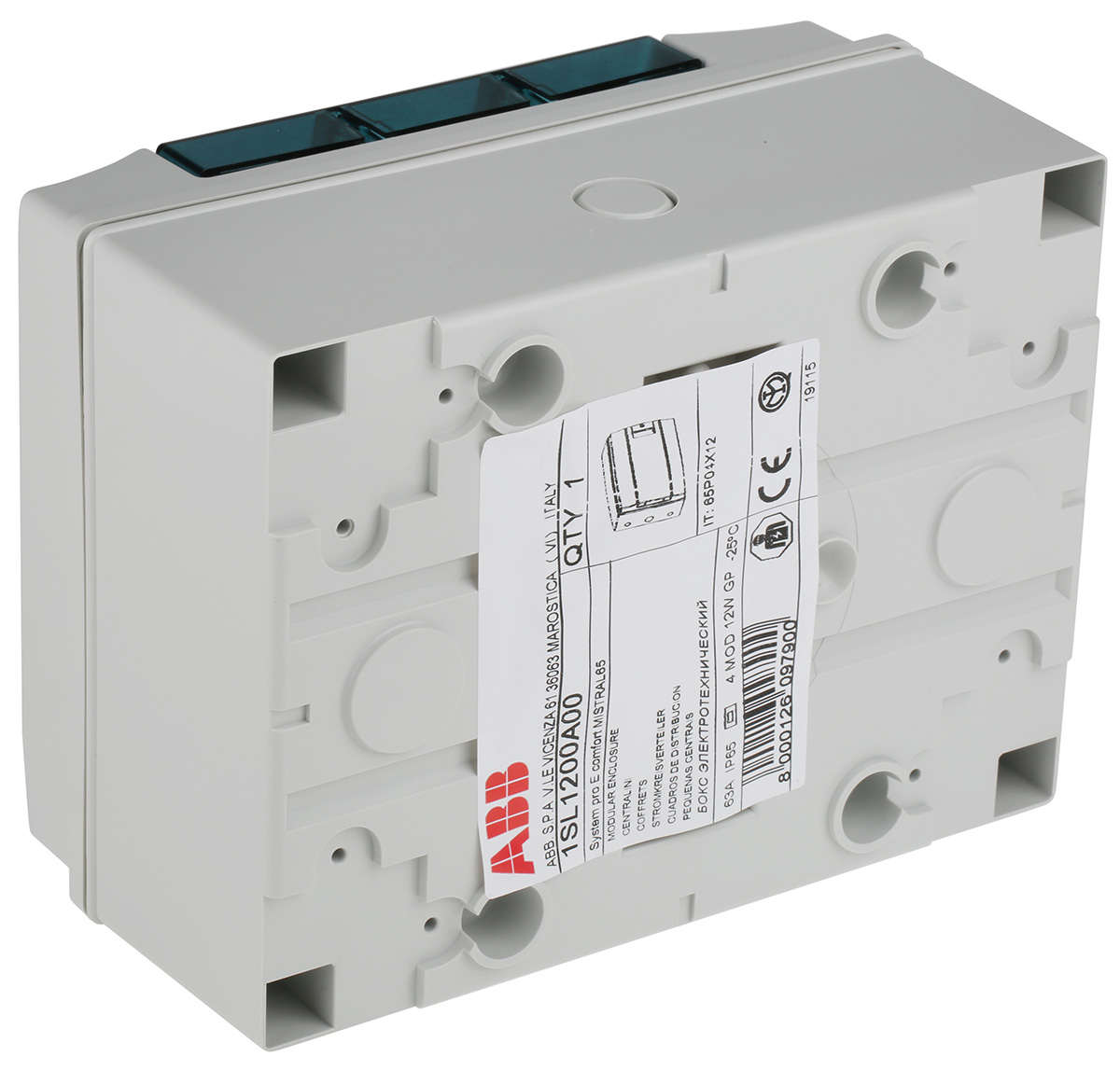 ABB 4 Way Plastic Consumer Unit, 63A, IP65 Mistral65