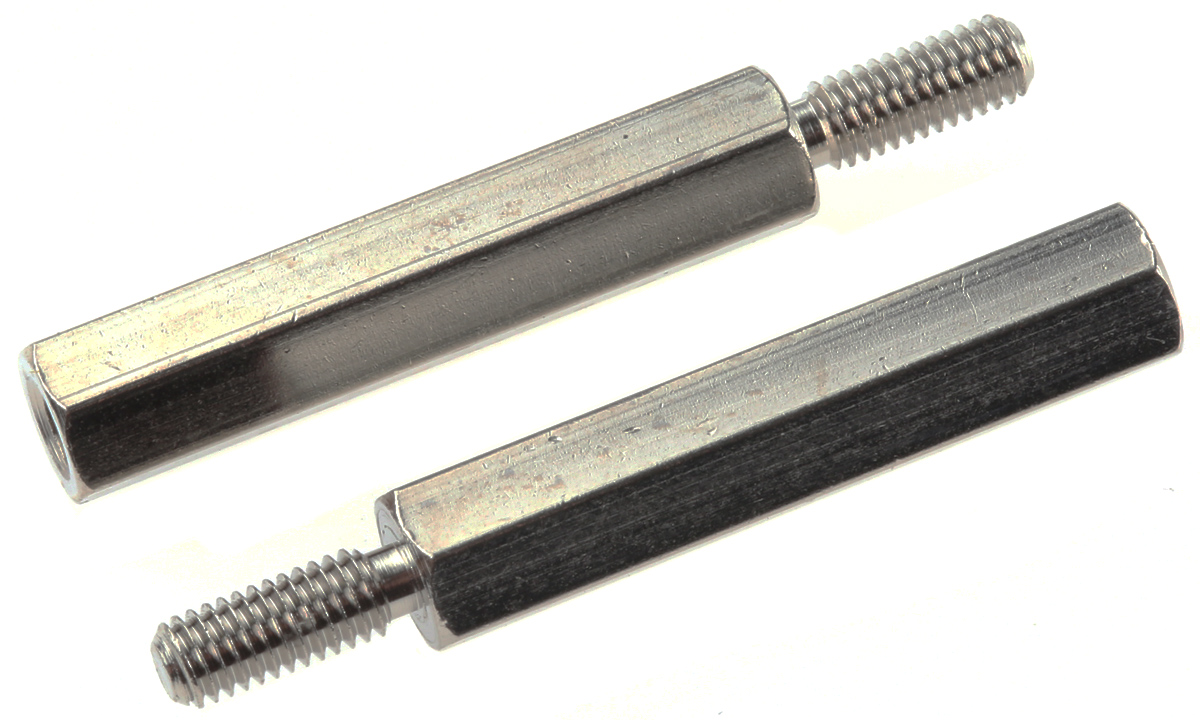 Essentra Standoff, M3 x M3 Thread, 25mm Body, Brass, Male/Female, 10mm Stud