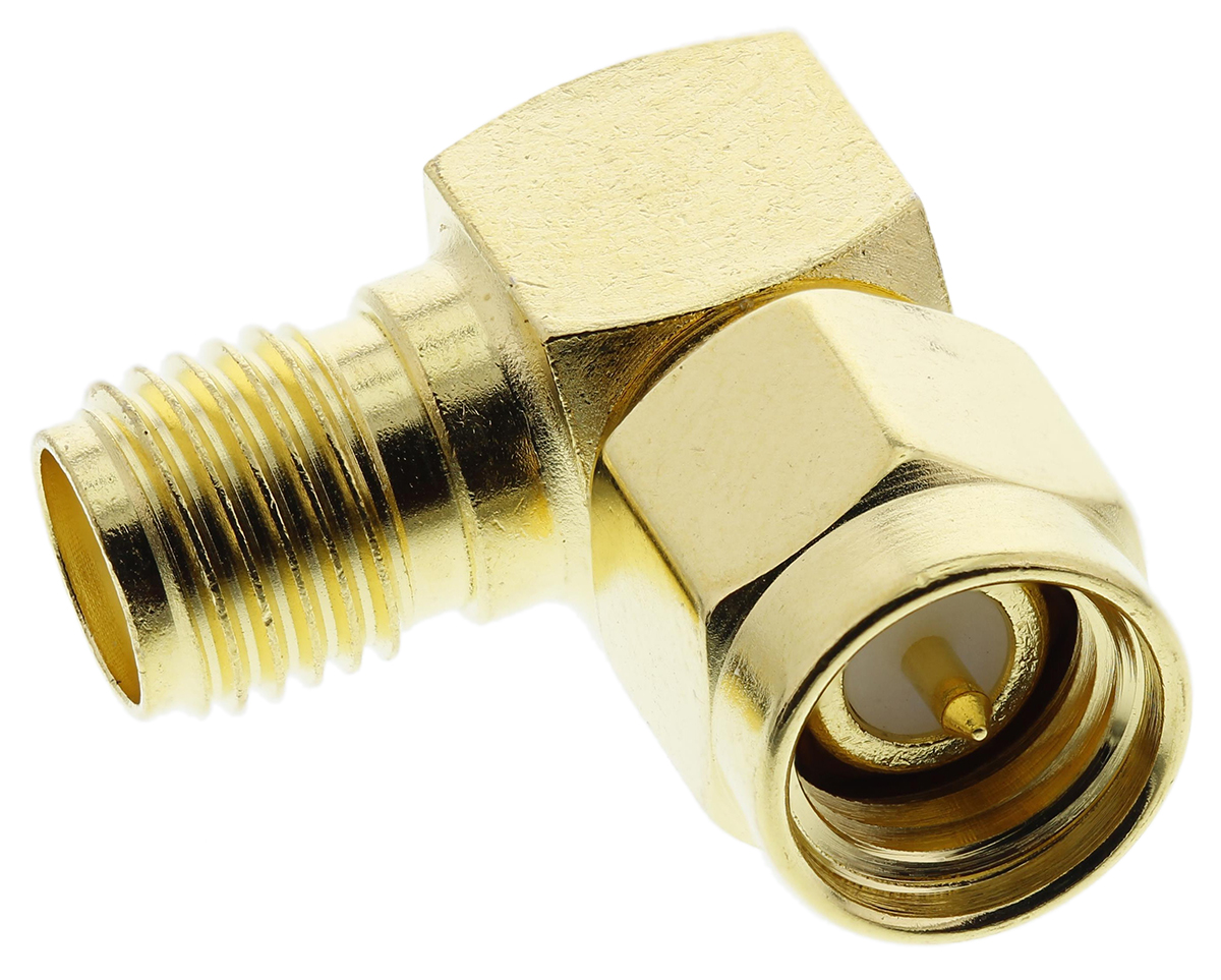 Telegartner Right Angle 50Ω RF Adapter SMA Plug to SMA Socket 12.4GHz