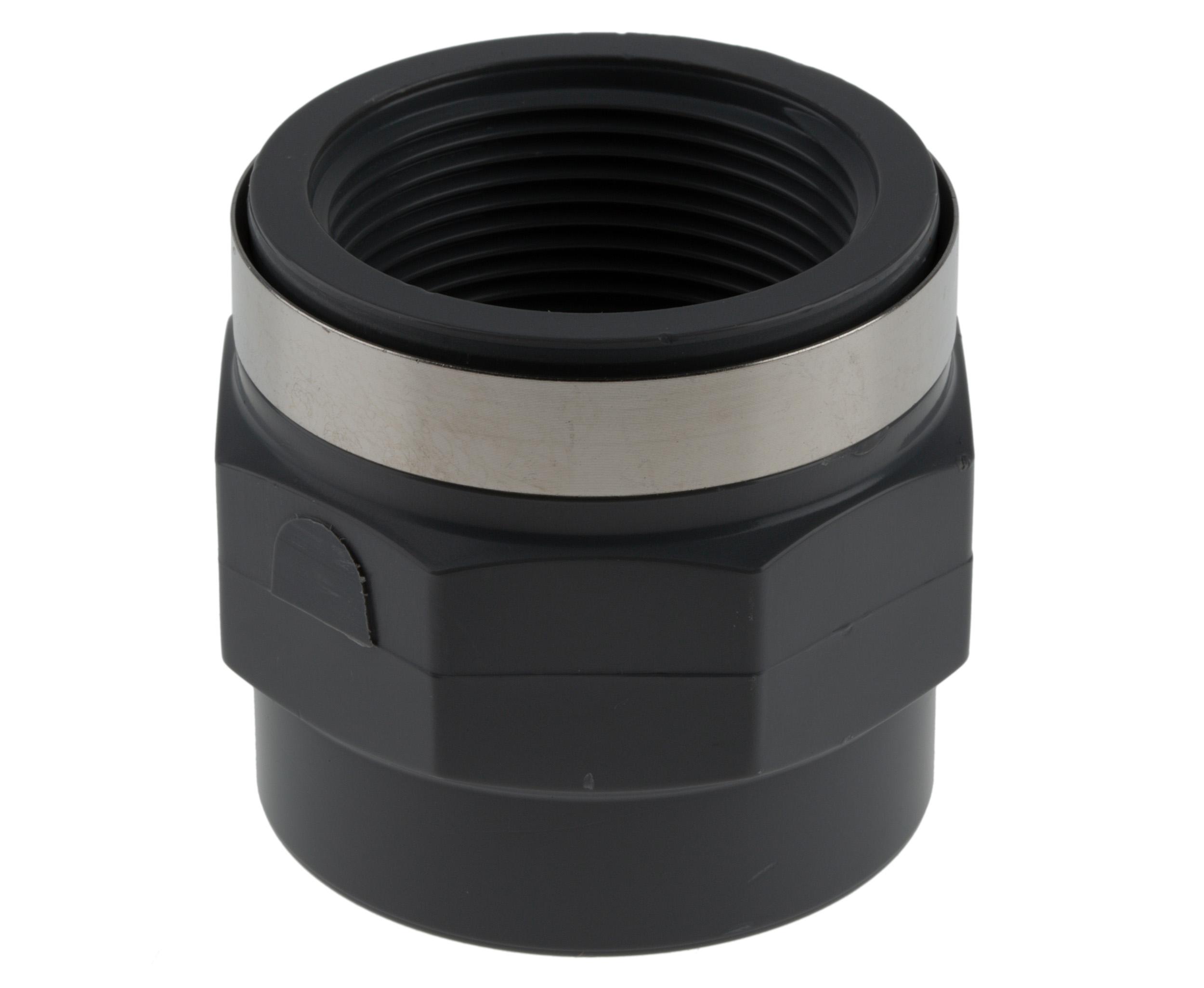 Georg Fischer Plastic Pipe Fitting, Straight Threaded Socket, Rp 1 1/2in 1-1/2in
