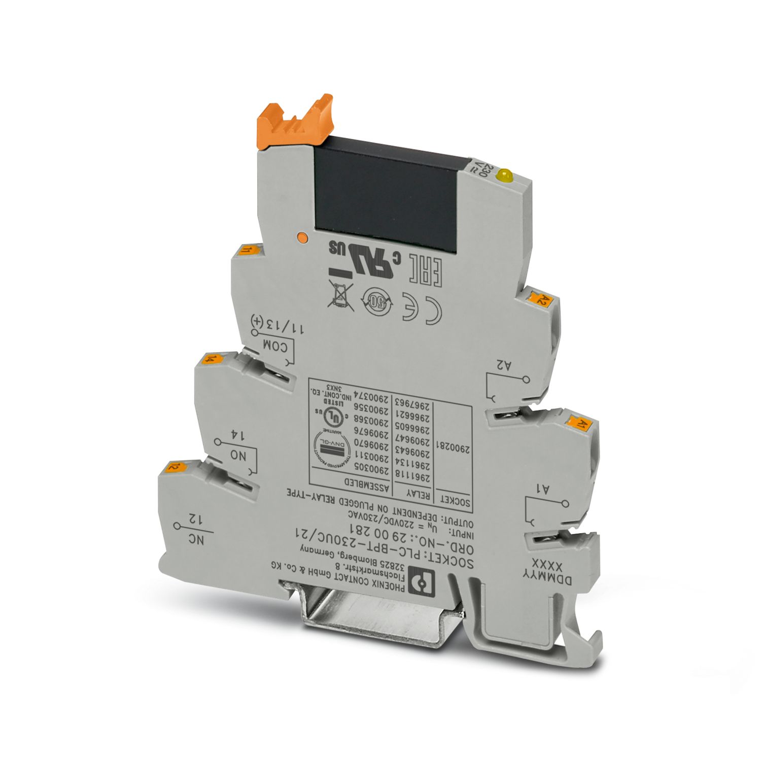 Phoenix Contact PLC-OPT-230UC/ 24DC/2 Series Solid State Interface Relay, DIN Rail Mount