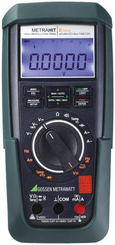 Gossen Metrawatt METRAHIT PM TECH Handheld Digital Multimeter, True RMS, 10A ac Max, 10A dc Max, 1000V ac Max