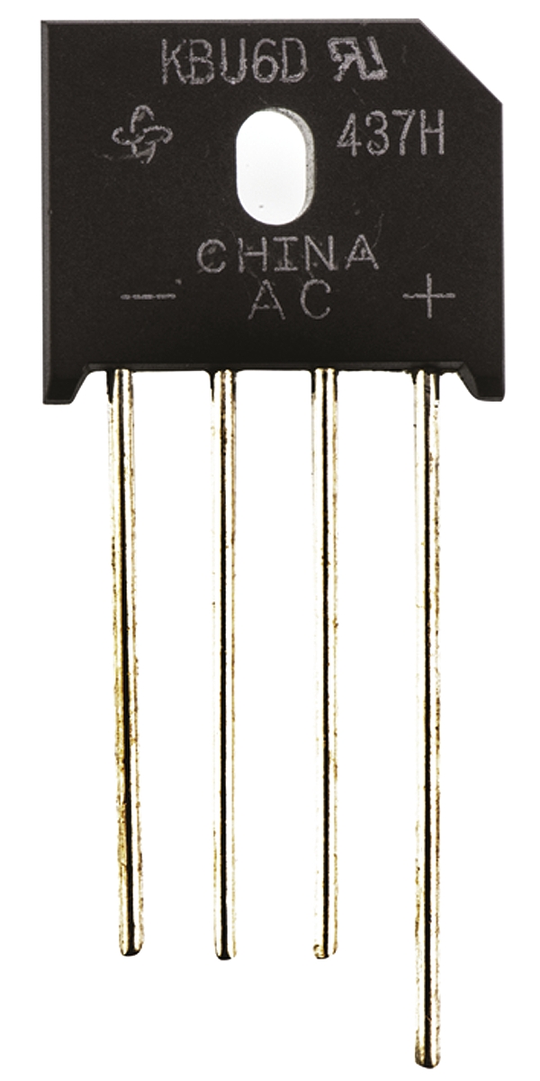 Vishay Bridge Rectifier, 6A, 200V, 4-Pin
