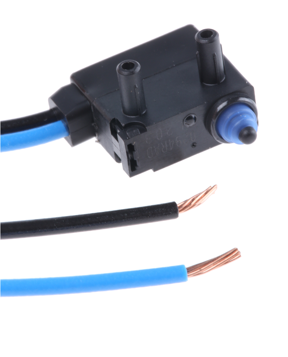 Omron Pin Plunger Micro Switch, Pre-wired Terminal, 2 A @ 12 V dc, SPST, IP67