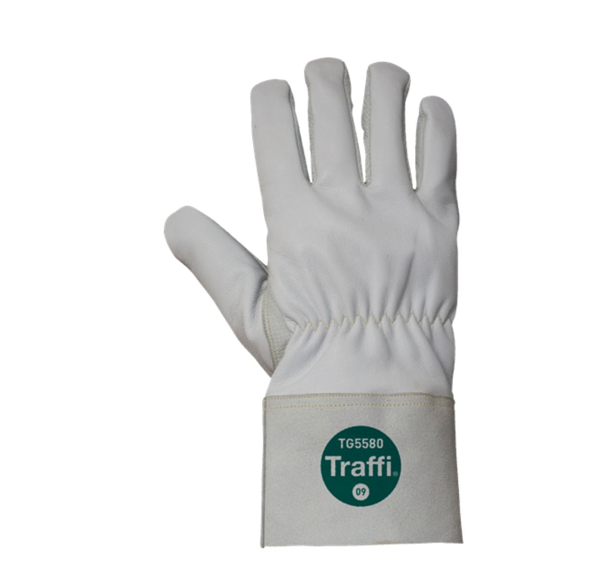Traffi White Para Aramid Leather, Para Aramid Cut Resistant Gloves, Size 8, Leather Coating