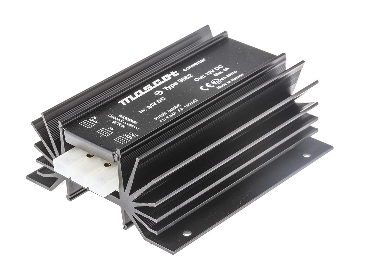Mascot DC-DC Converter, 13.5V dc/ 5A Output, 20 → 32 V dc Input, 66W, Mounting Bracket, +25°C Max Temp -20°C Min
