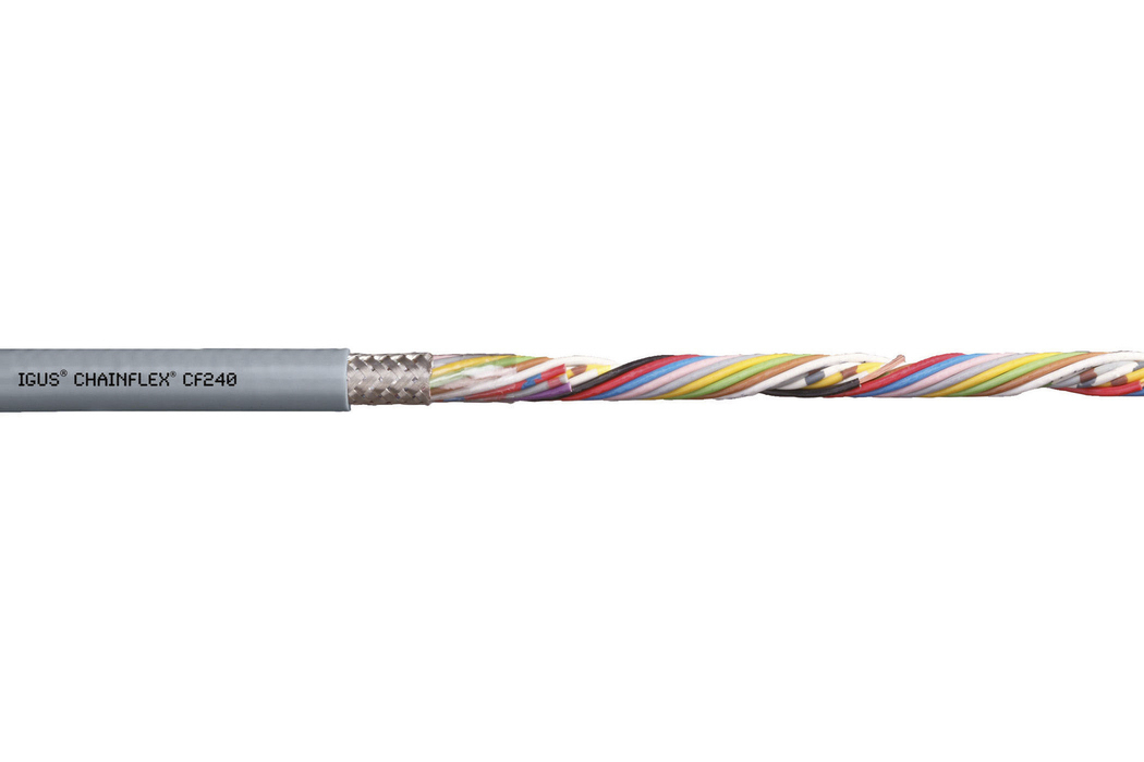 Igus chainflex CF240 Data Cable, 14 Cores 0.25 mm² 24 AWG, Screened, 25 m, Grey Polyvinyl Chloride Sheath