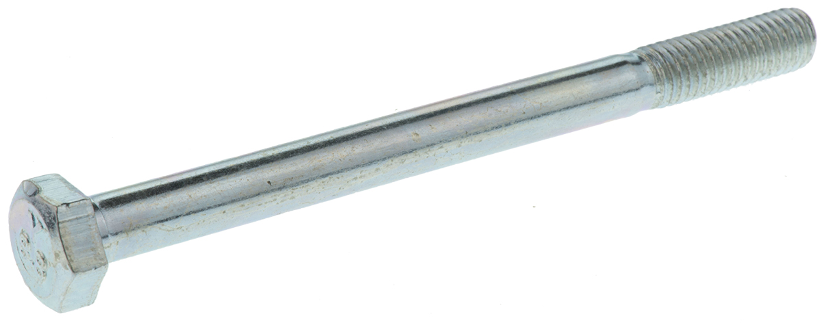 RS PRO Bright Zinc Plated Steel, Hex Bolt, M8 x 100mm