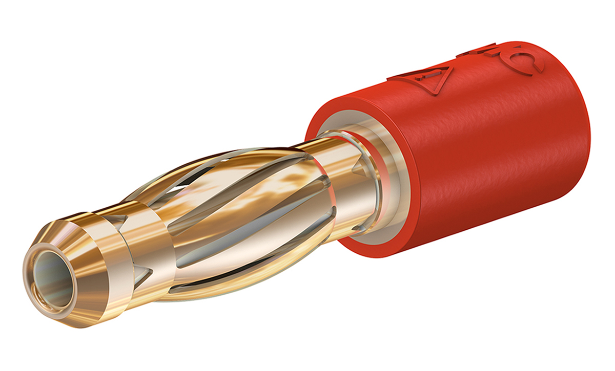 Staubli Red, Male to Female Test Connector Adapter With Brass contacts and Gold Plated - Socket Size: 2mm