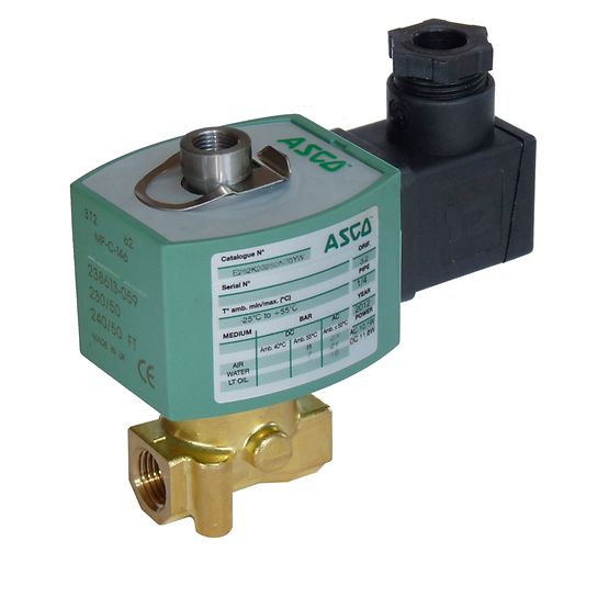 EMERSON – ASCO Solenoid Valve E314K035S0N01F8, 3 Port, NC 3/4 in, 230 V, 3/4 in