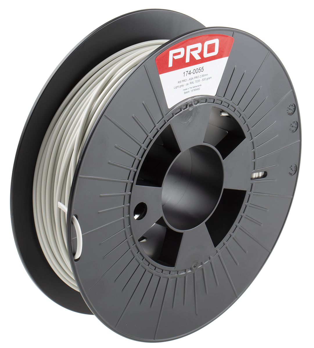 RS PRO 2.85mm Light Grey ASA 3D Printer Filament, 500g
