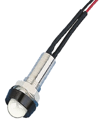 Oxley White Panel Mount Indicator, 24V, 8mm Mounting Hole Size, Lead Wires Termination, IP67