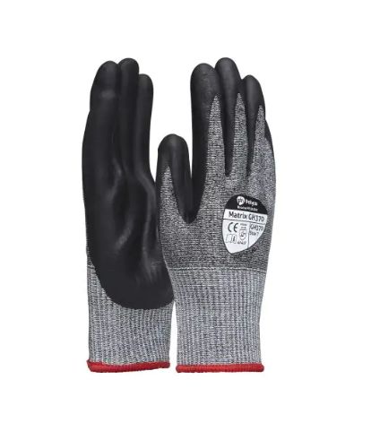 Polyco Healthline Matrix GH370 Black, Grey Glove, Size 7, Nitrile Coating