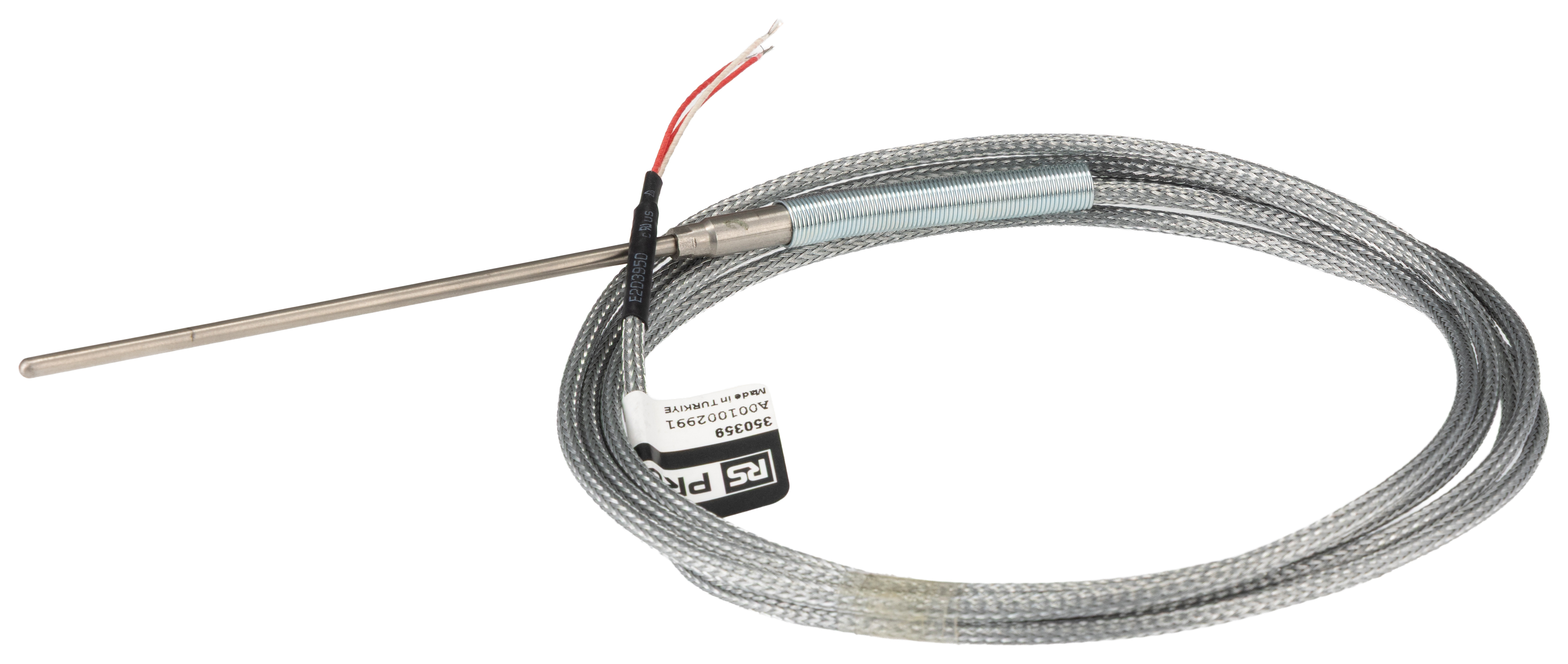 RS PRO PT1000 Temperature Sensor, 3mm Dia, 100mm Long, 3 Wire, Probe, 400°C Max