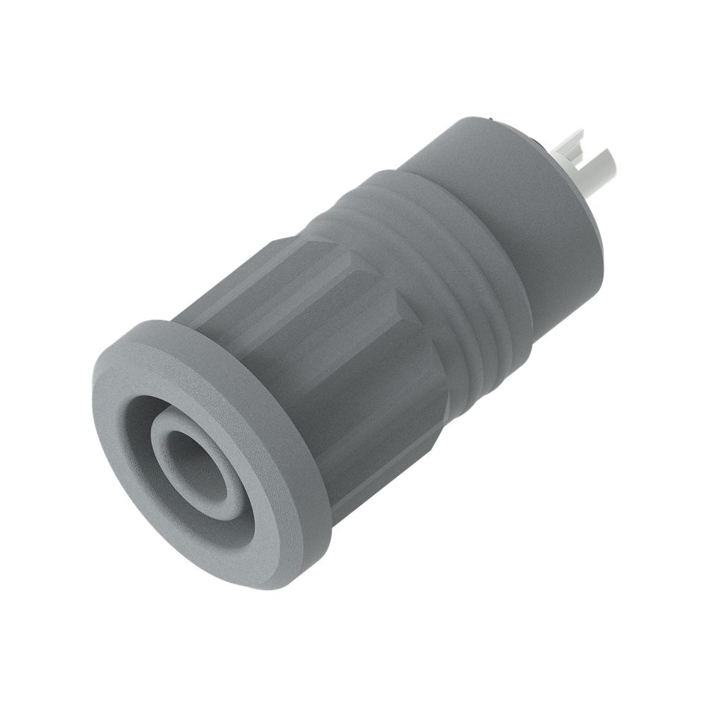 Electro PJP Grey Female Banana Socket, 4 mm Connector, Press Fit Termination, 25A, 1kV, Nickel Plating