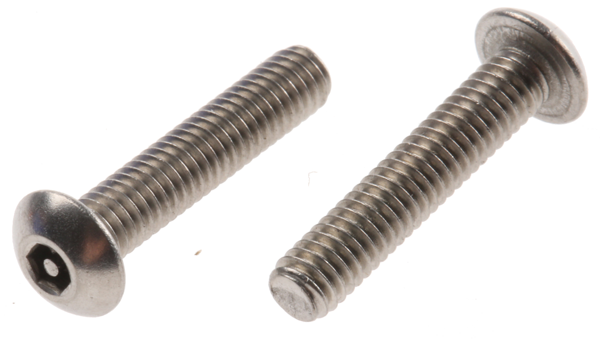 RS PRO Plain Button Stainless Steel Tamper Proof Security Screw, M4 x 20mm