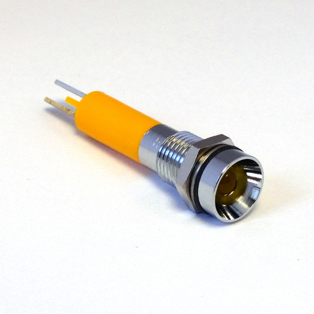 CML Innovative Technologies 1905X Series Yellow Panel Mount Indicator, 24V c.c., 8mm Mounting Hole Size, Solder Tab