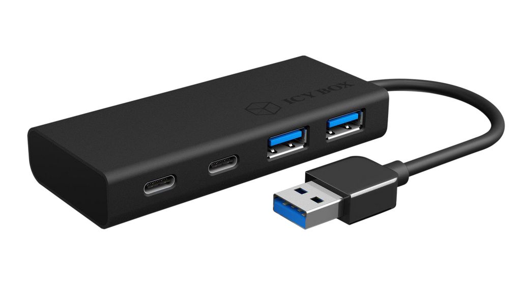 ICY BOX 4 Port USB 3.0 USB A, USB C USB 3.0 Hub, 90x40x15mm
