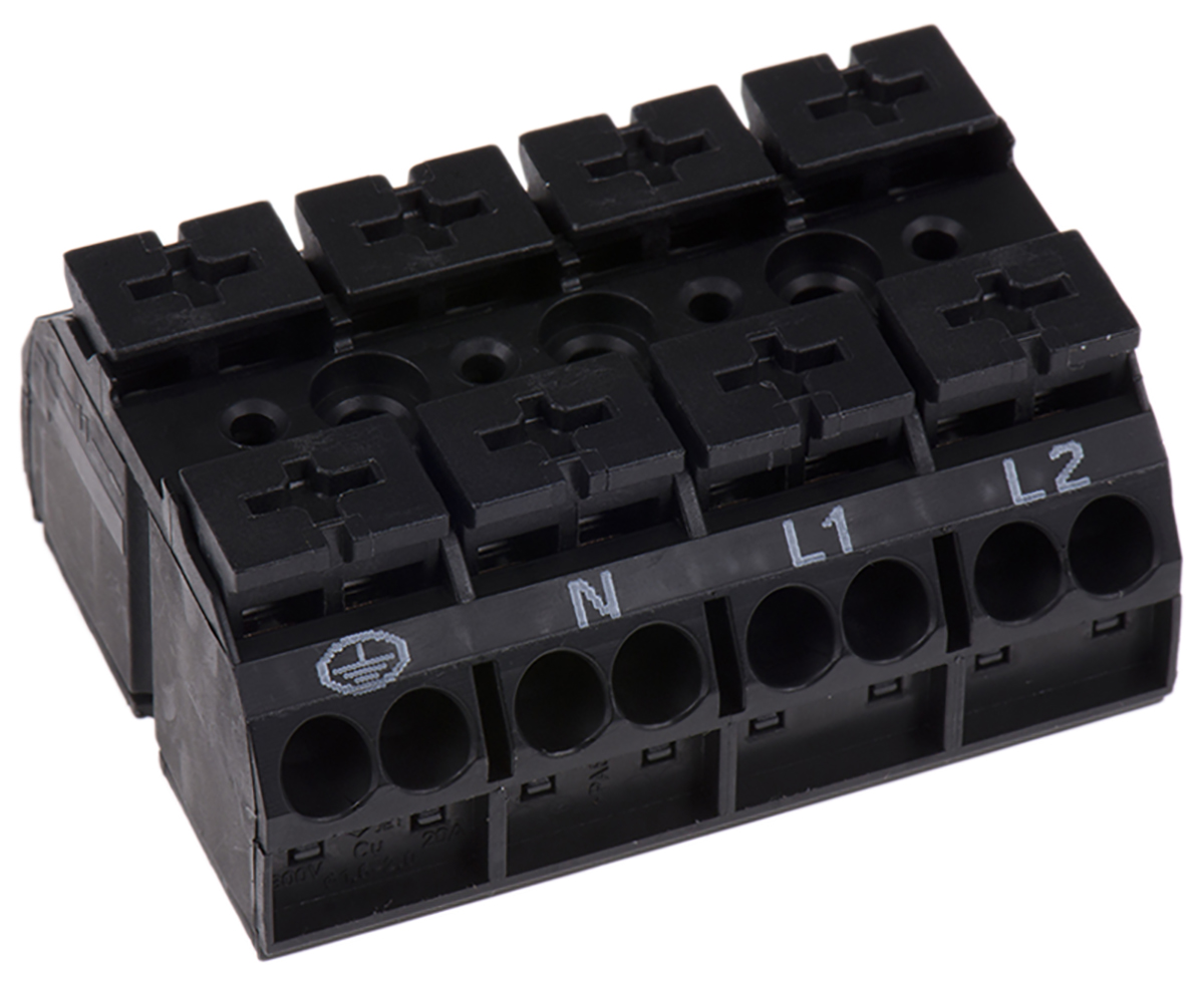 WAGO 862 Series Terminal Strip, 4-Way, 32A, 20 → 12 AWG, Wire, Push-In Cage Clamp Termination