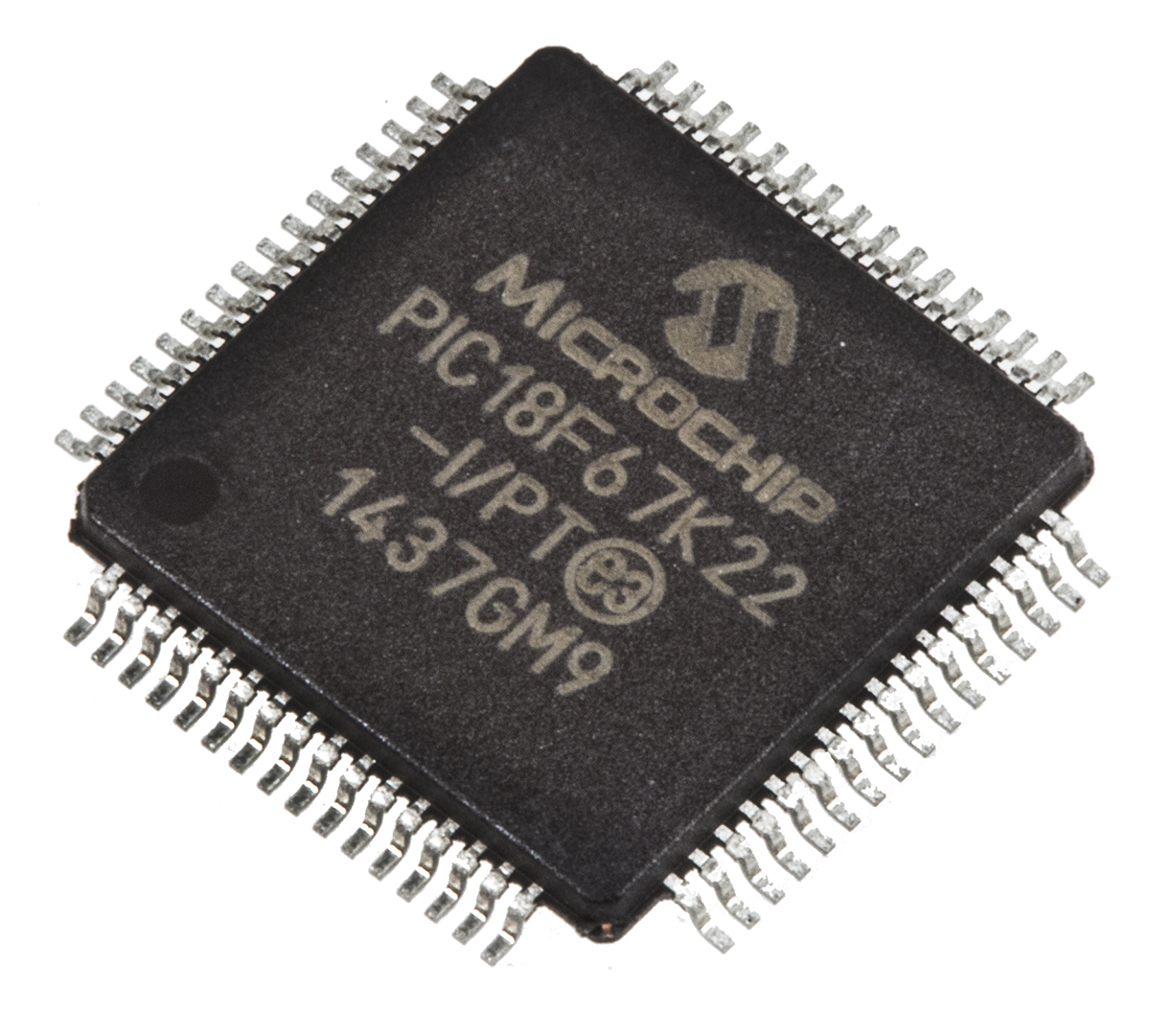 Microchip, 8 bit PIC, PIC18F67K22 Microcontroller, 64 MHz, 128kB FLASH, 64-Pin TQFP