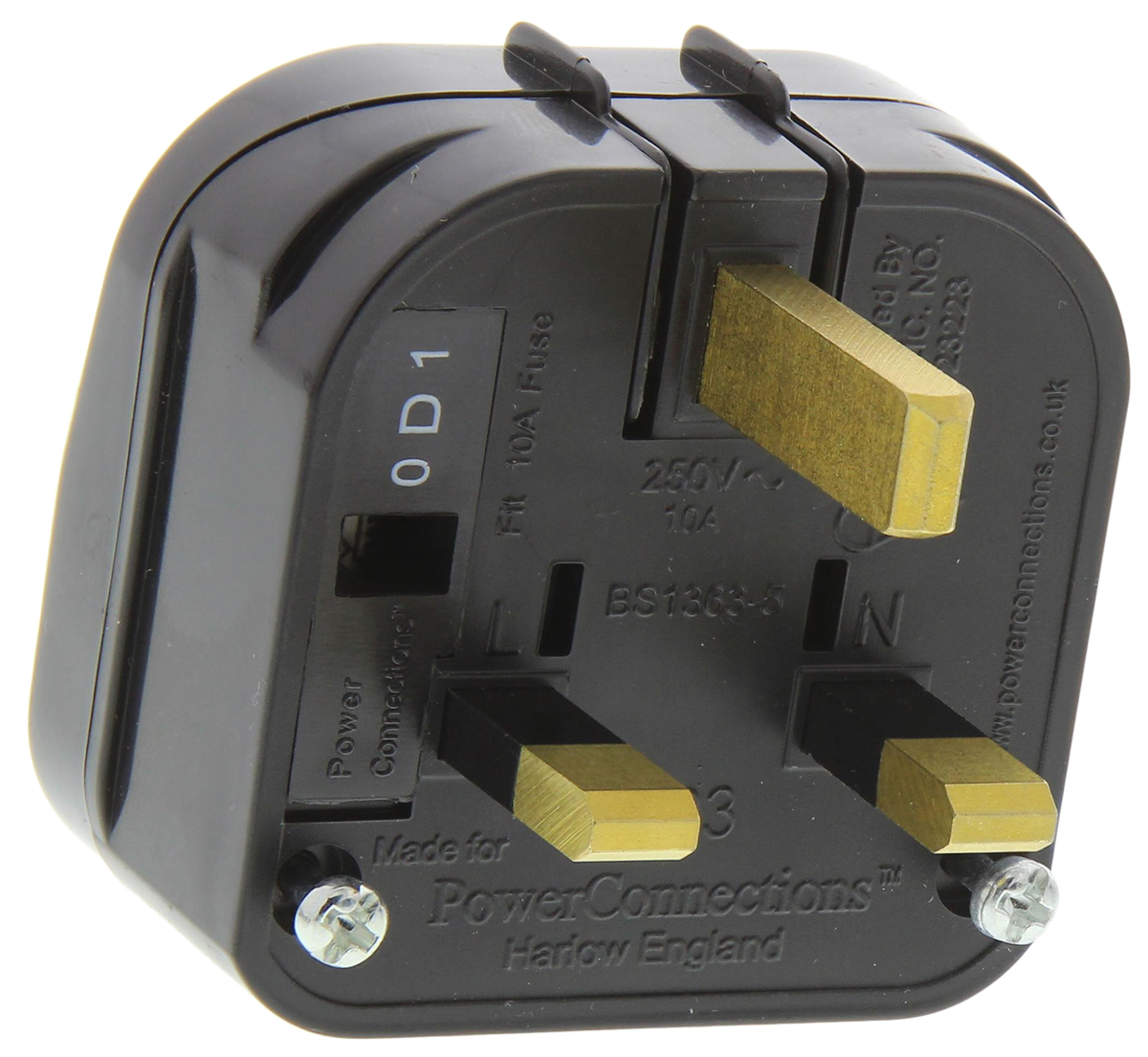 PowerConnections Italy to UK Mains Connector Converter, Rated At 10A
