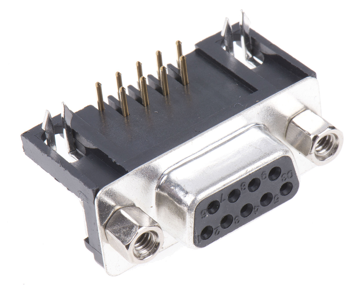 ASSMANN WSW A-DF 9 Way Right Angle Through Hole D-sub Connector Socket, 2.77mm Pitch, with 4-40 UNC Screwlocks