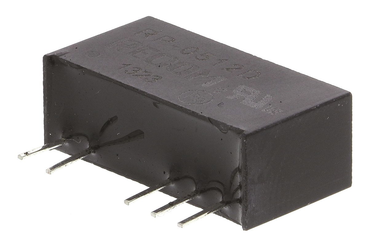 Recom RP DC-DC Converter, ±12V dc/ ±42mA Output, 4.5 → 5.5 V dc Input, 1W, Through Hole, +85°C Max Temp -40°C