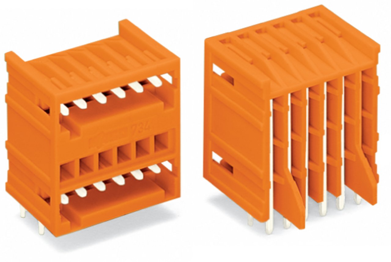 WAGO 734 Series Angled PCB Header, 6 Contact(s), 3.81 mm Pitch, 2 Row, Unshrouded