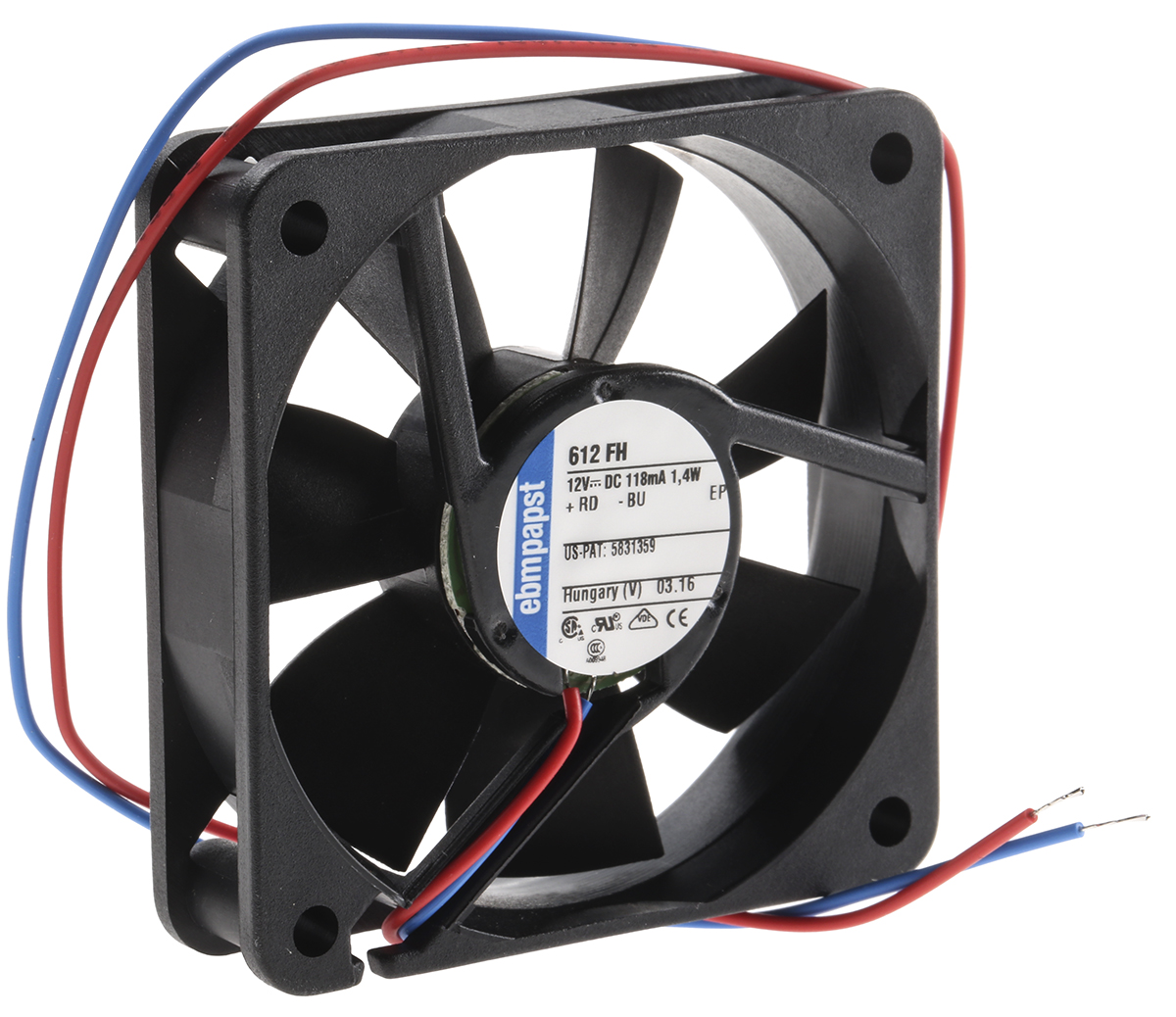 ebm-papst 600 F Series Axial Fan, 12 V dc, DC Operation, 33m³/h, 1.4W, 117mA Max, 60 x 60 x 15mm