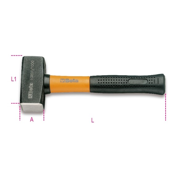 BETA Steel Mason Club Hammer with Fibreglass Handle, 1.25kg