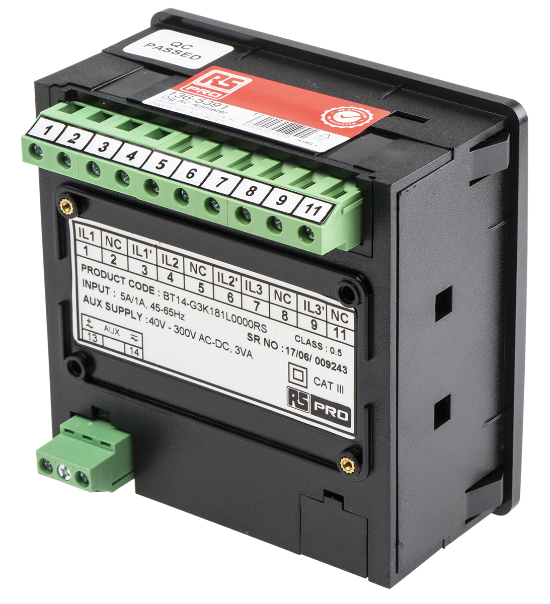 RS PRO Digital Ammeter AC, 92mm x 92mm, ±0.5% + 1 Digit